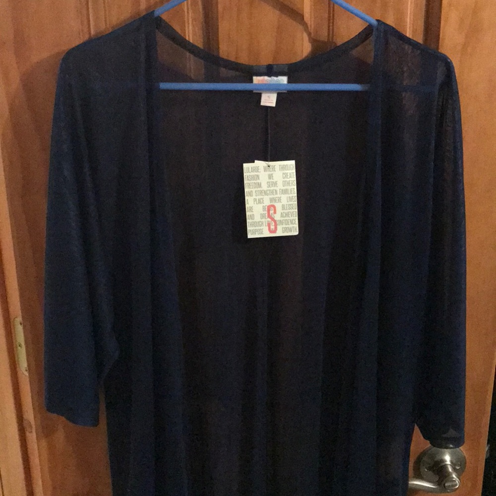 LuLaRoe Lindsay Navy Sheer w/Pattern Small